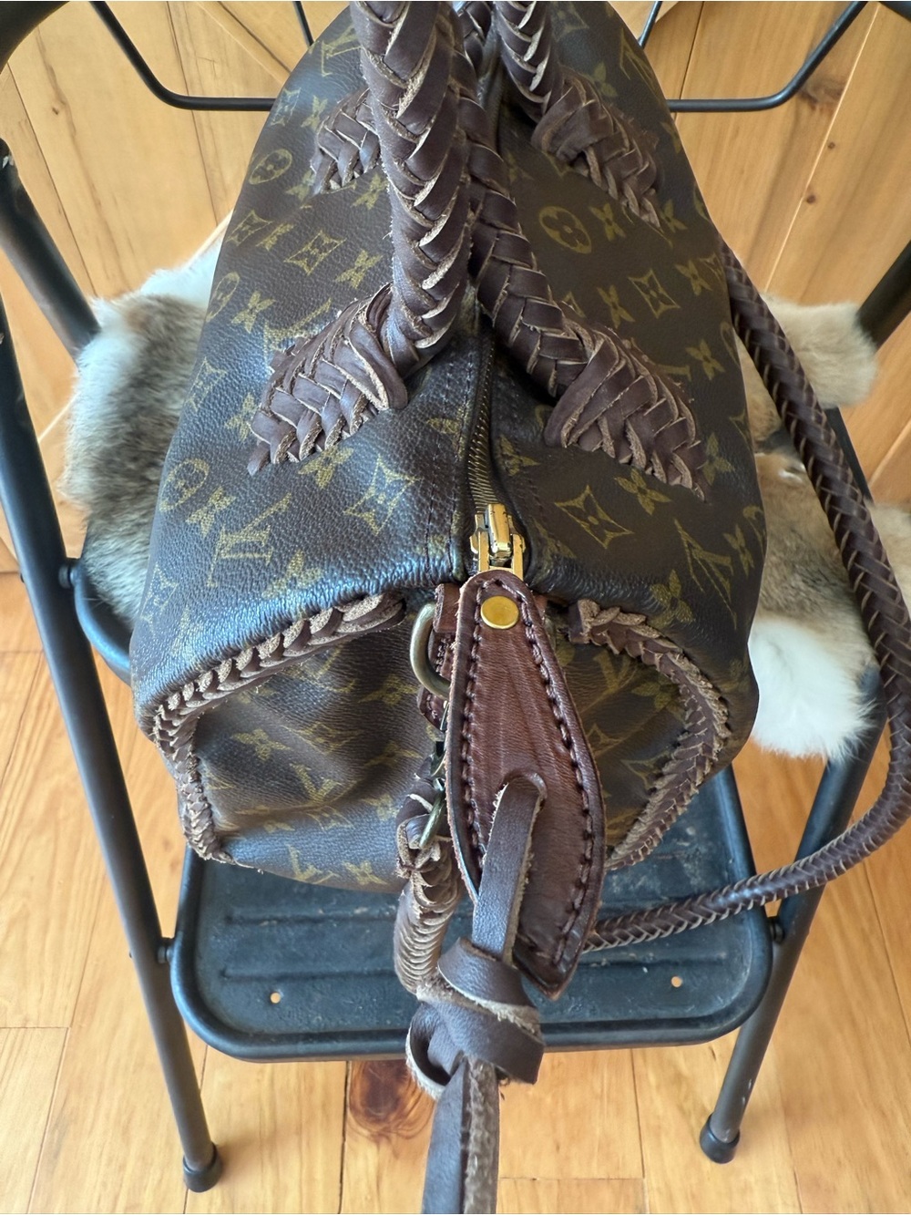 Louis Vuitton Brown Monogram Braided Handle Speedy 25 Crossbody Bag - Picture 5 of 13